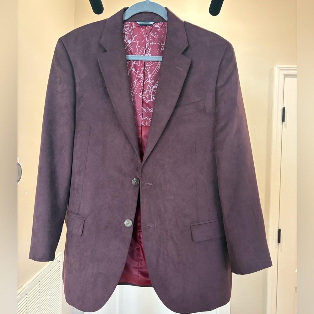 Nautica Men's Faux Suede Dark Burgundy Blazer
